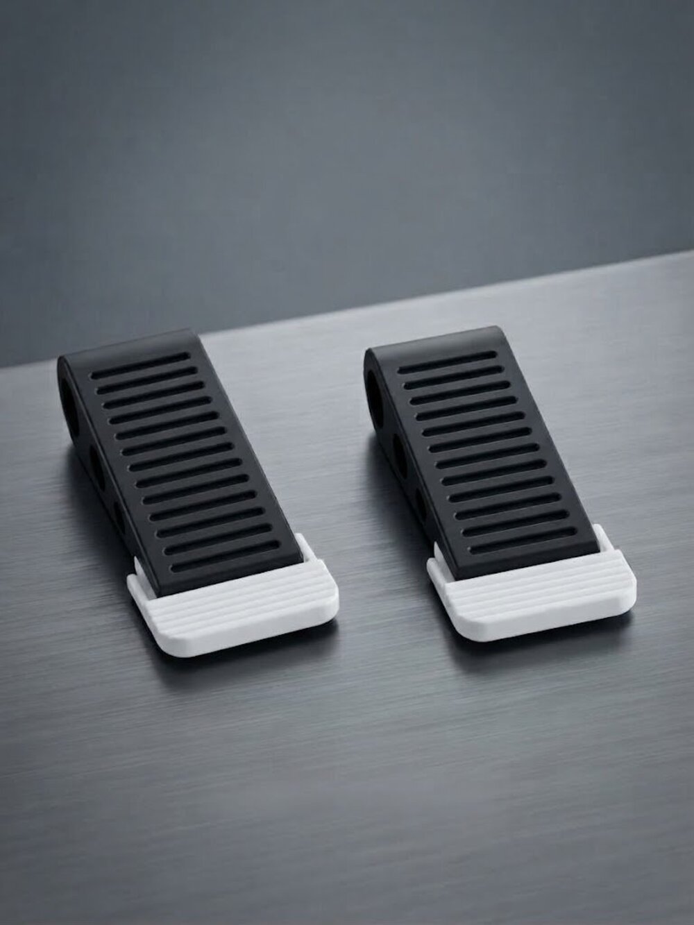 Heavy Duty Rubber Door Stopper Wedge - Modern Black & White Design (Set of 2)